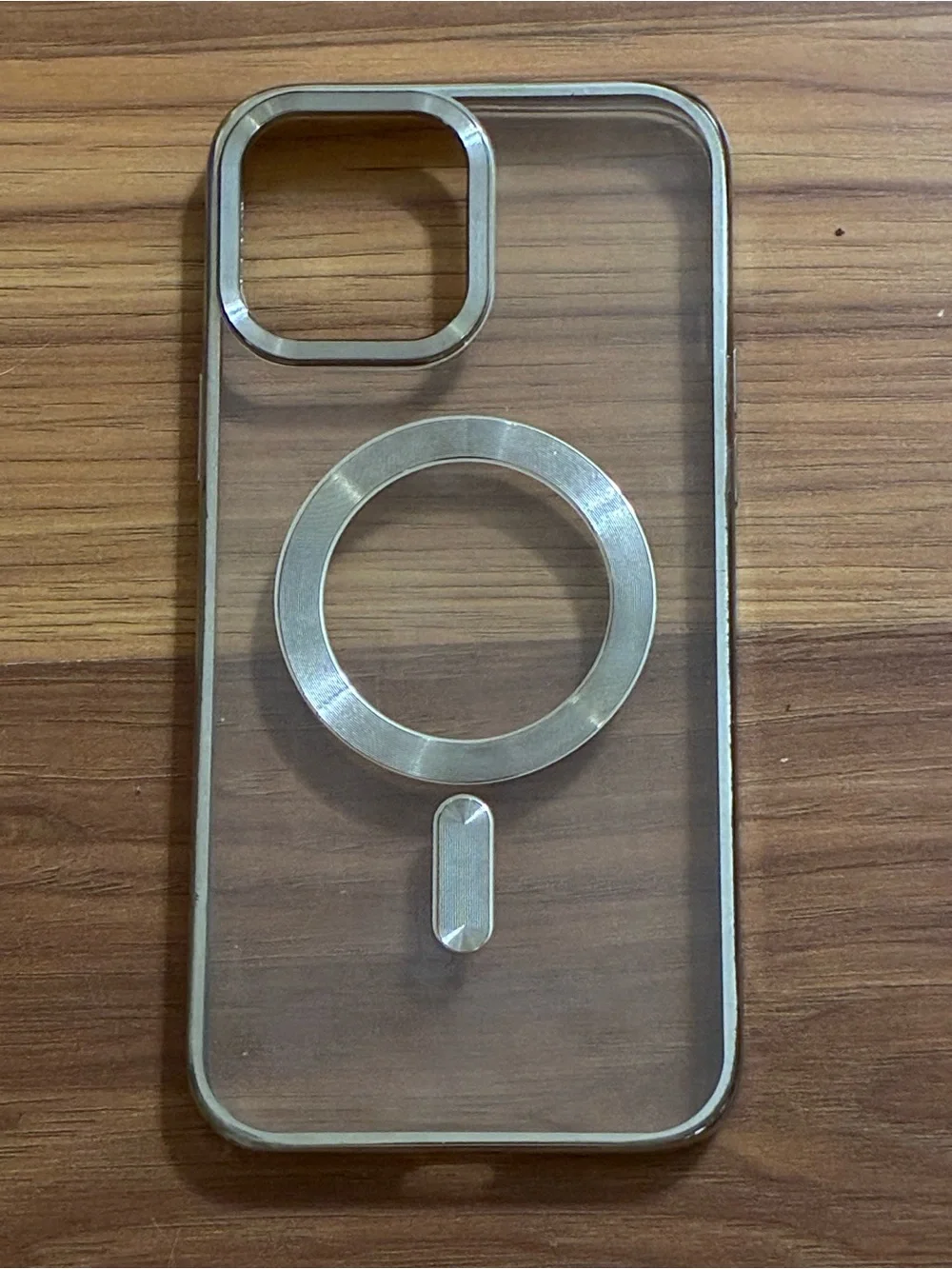 Clear Silver-Trim MagSafe-Compatible Phone Case